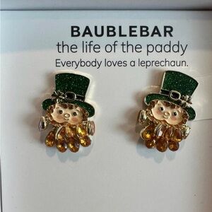 BaubleBar Green and Gold Leprechaun Earrings